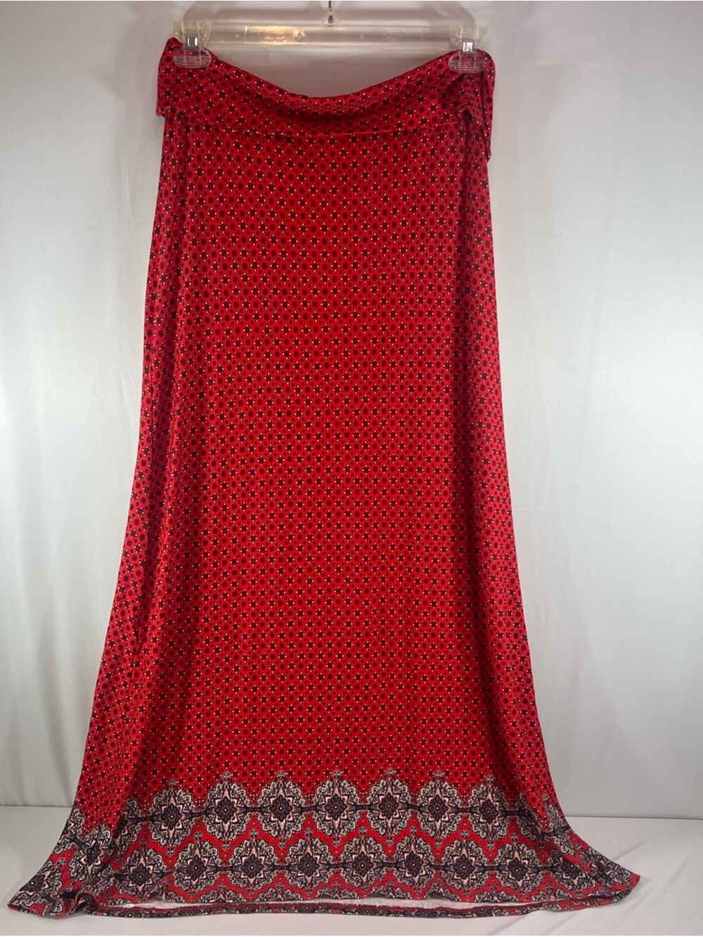 NWT Loveappella Nordstrom Red Geometric Foulard Print Jersey Knit Dress XL